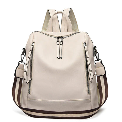 Soft Leather Women's Backpack – Waterproof Preppy Convertible Bag