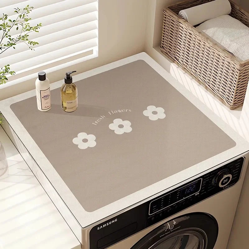 Washing Machine Top Cover Mat – Absorbent Non-Slip Cute Cartoon Pad