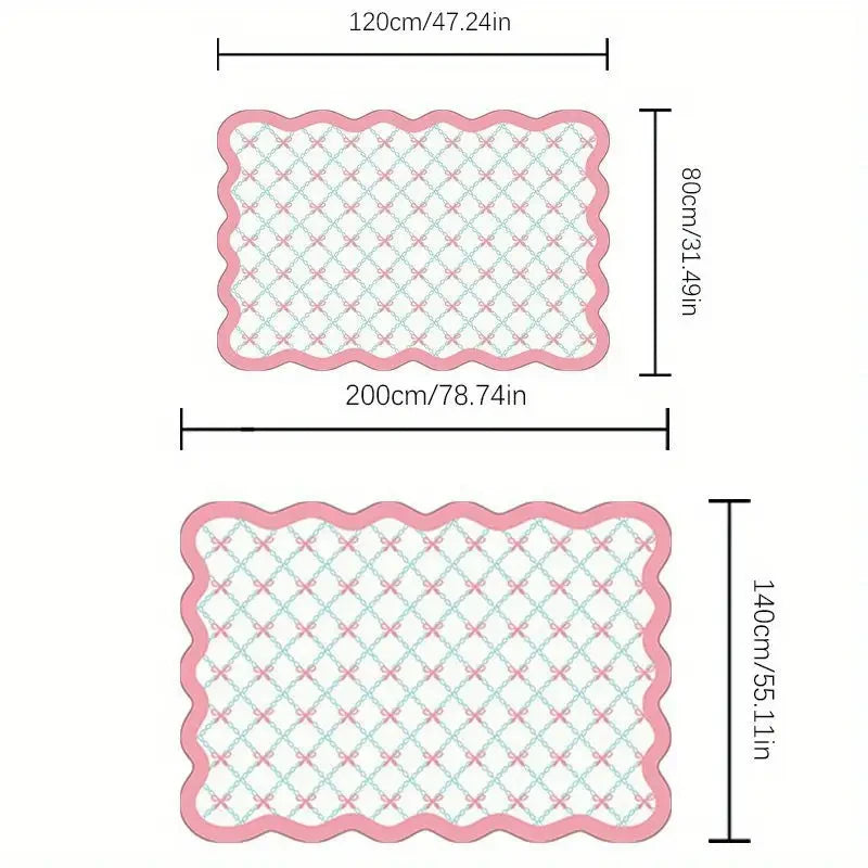 Cute Ribbon Bow Area Rug – Soft Plush Girls Bedroom & Living Room Carpet