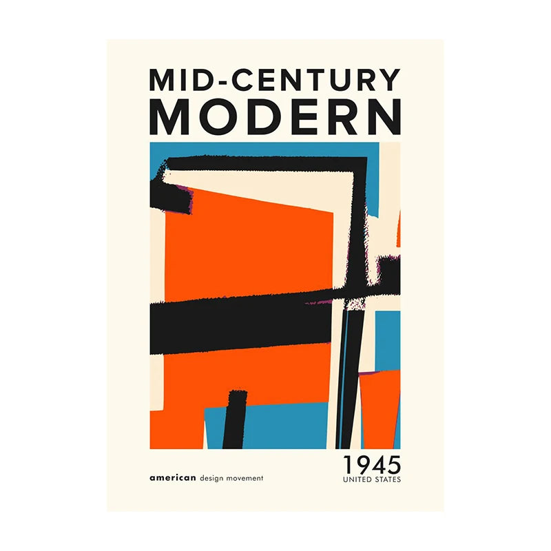 Mid-Century Modern Wall Art Poster – Retro Abstract Geometric Print