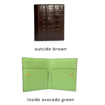Hiram Beron Men's Crocodile Embossed Leather Bifold Wallet with Card Holder