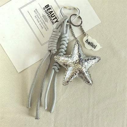 Fashion Leopard Starfish Keychain Cute Balloon Dog Leather Charm Women Maximalist Bag