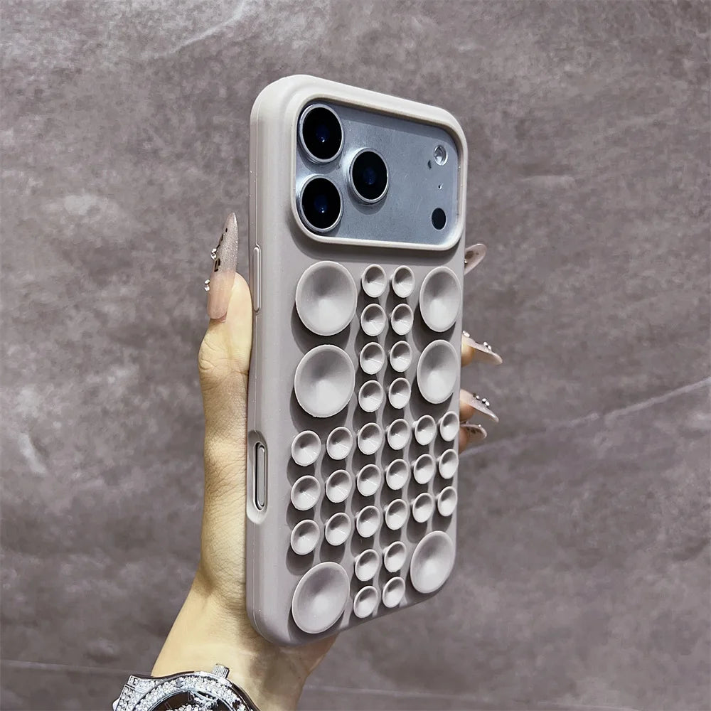 3D Bubble Grip Silicone iPhone Case – Shockproof Cover for iPhone 14–17 Series
