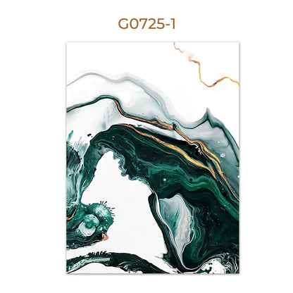 Nordic Abstract Green Gold Foil Wall Art Poster – Marble Canvas Print