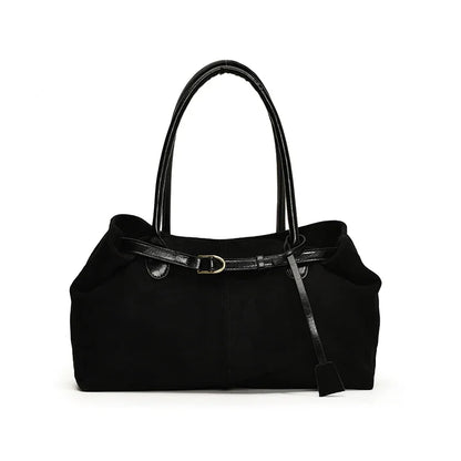 Nubuck Leather Shoulder Tote Bag – Women's Y2K Handbag