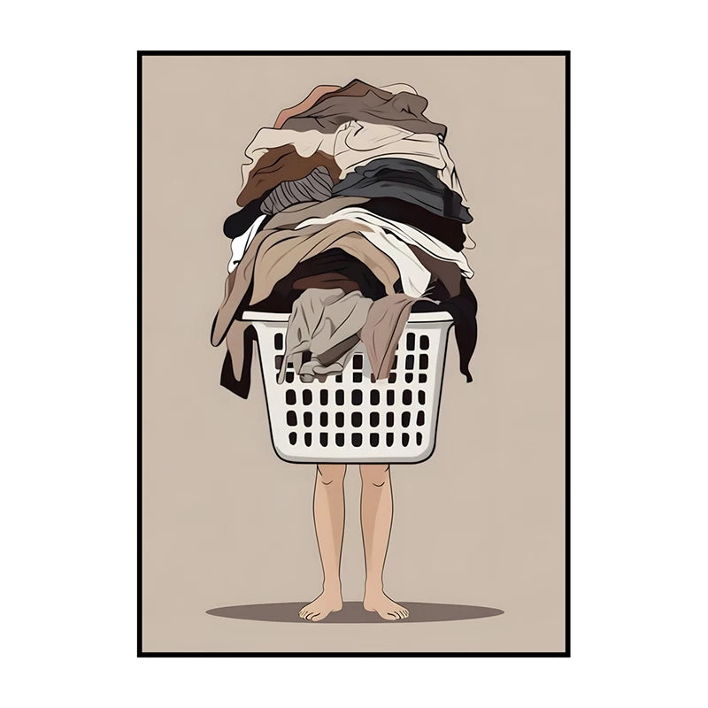 Laundry Basket Canvas Poster – Minimalist Funny Wall Art Print
