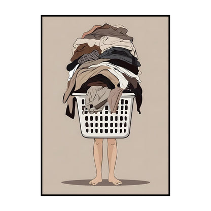 Laundry Basket Canvas Poster – Minimalist Funny Wall Art Print