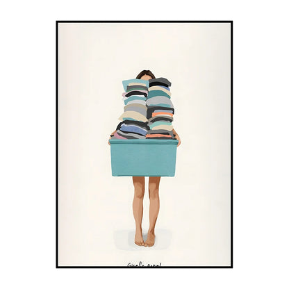 Laundry Basket Canvas Poster – Minimalist Funny Wall Art Print