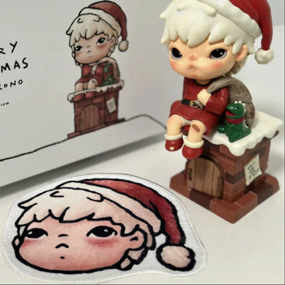 Christmas Boy Character Head-Shaped Rug – Soft Absorbent Floor Mat