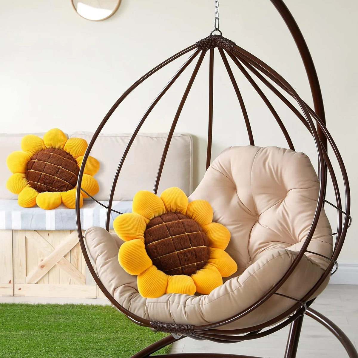 Sunflower Flower Shaped Plush Throw Pillow
