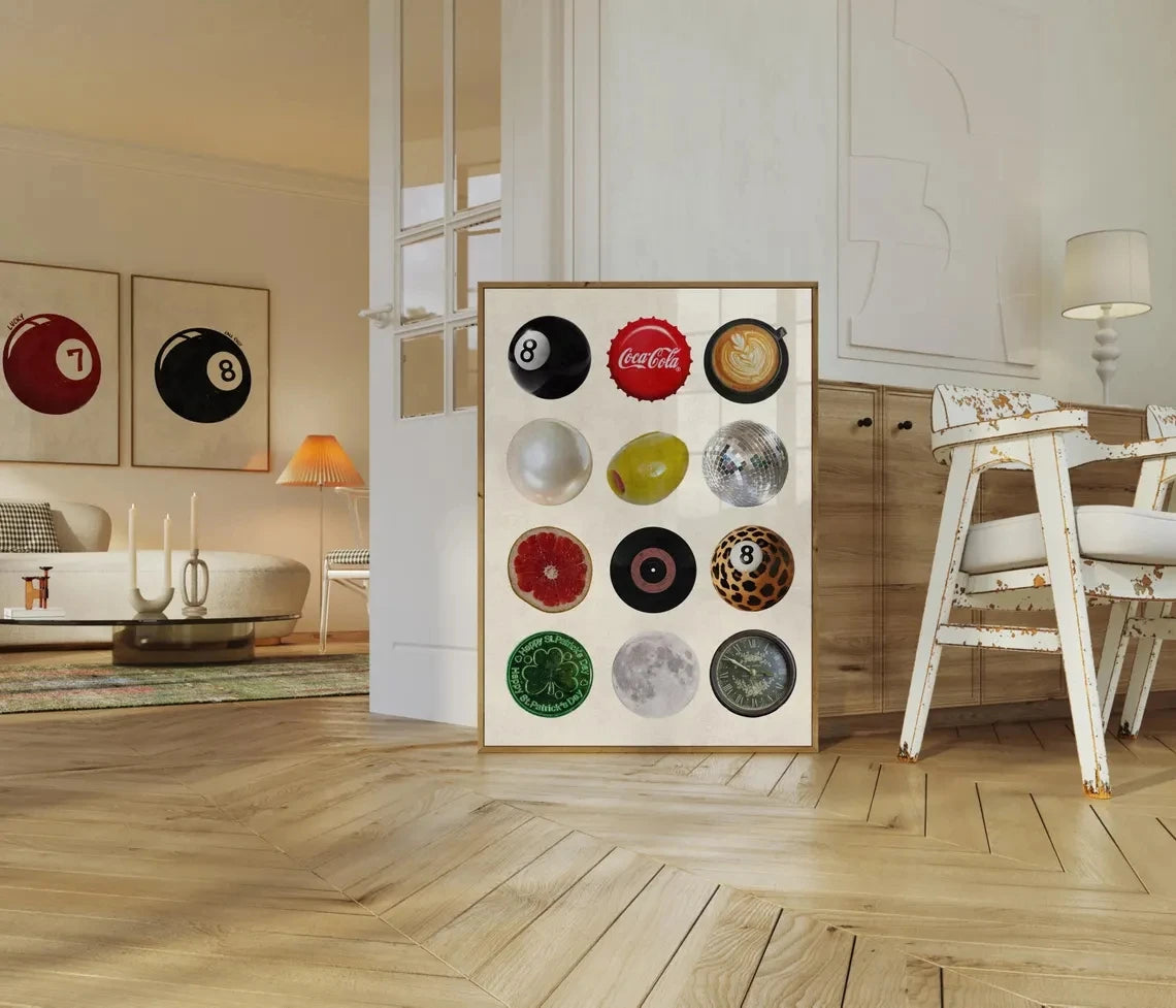 8 Ball Retro Collage Wall Art Poster – Vintage Pop Art Print
