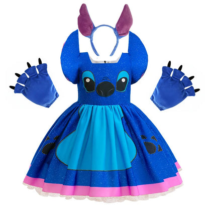 Girls Stitch Cosplay Dress Halloween Costume