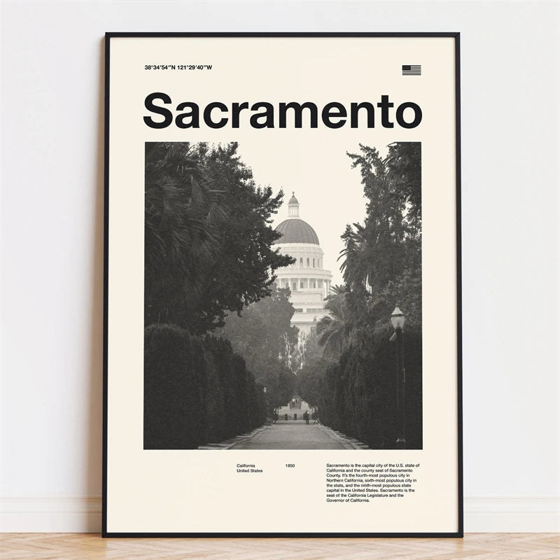 Retro City Poster – Mid-Century Modern Wall Art Print