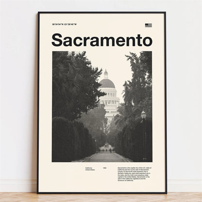 Retro City Poster – Mid-Century Modern Wall Art Print