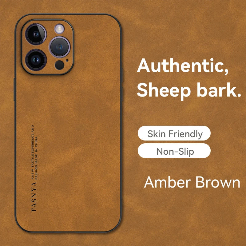 Soft Leather iPhone Case – Luxury Sheepskin Matte Cover