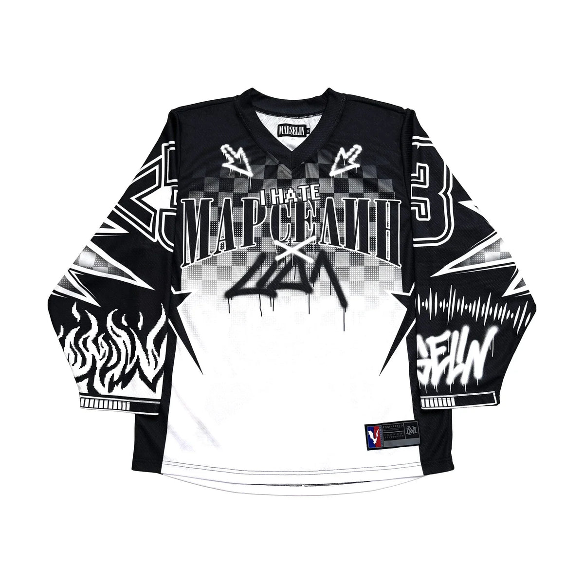 Oversized Goth Long Sleeve Baseball Jersey Shirt – Y2K Streetwear