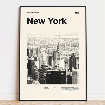 Retro City Poster – Mid-Century Modern Wall Art Print
