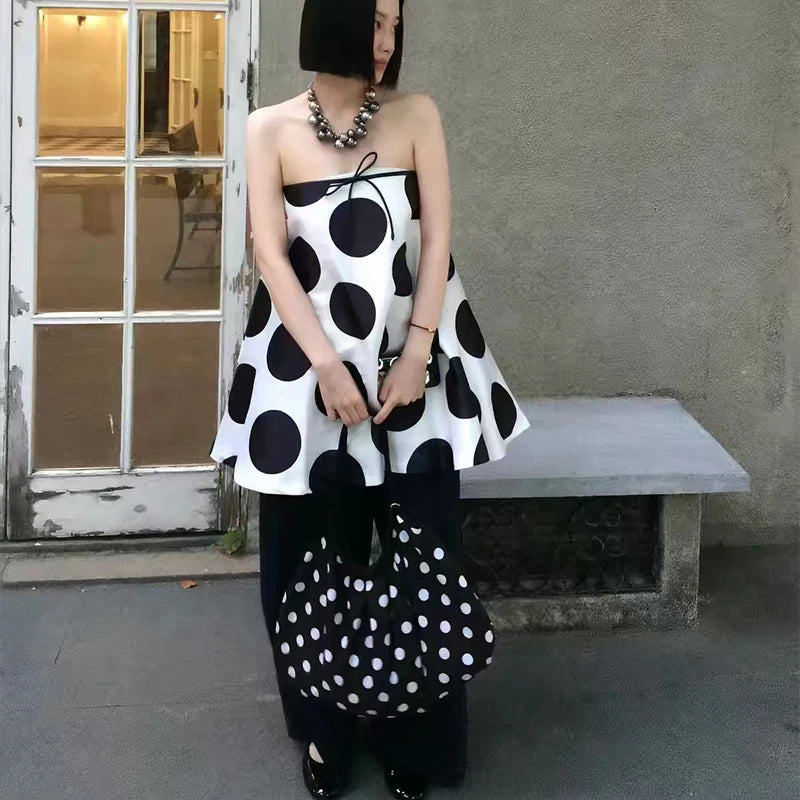 Minimalist Polka Dot Canvas Tote Bag