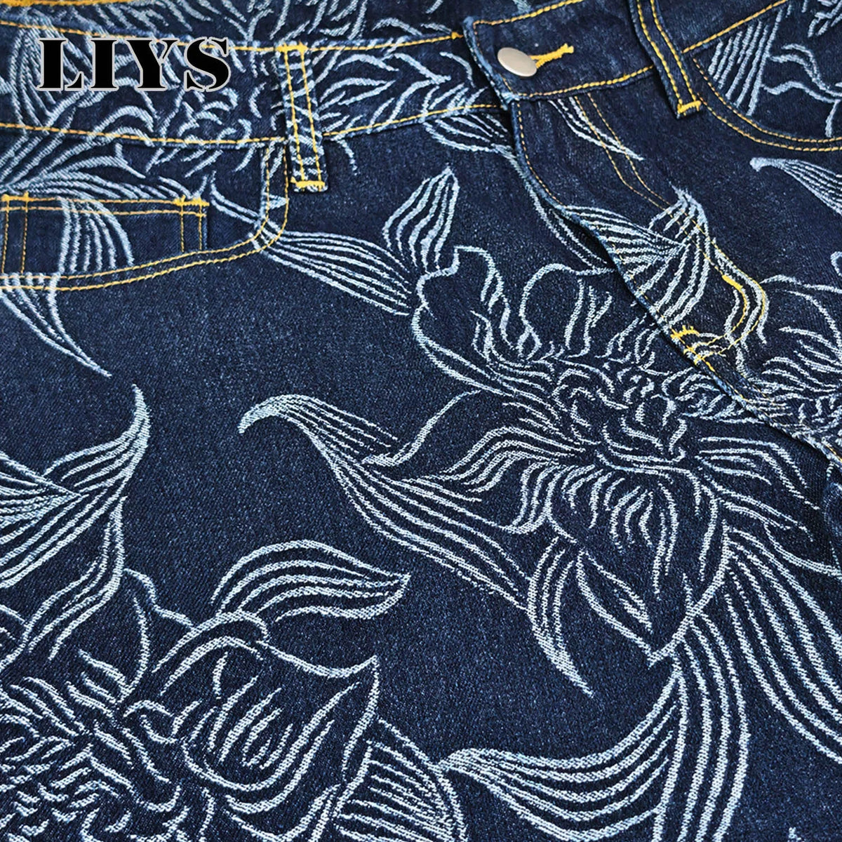 Men's Floral Print Loose Straight Jeans – Retro Streetwear