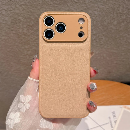 Luxury Lychee Pattern Leather iPhone Case – Shockproof TPU Frame