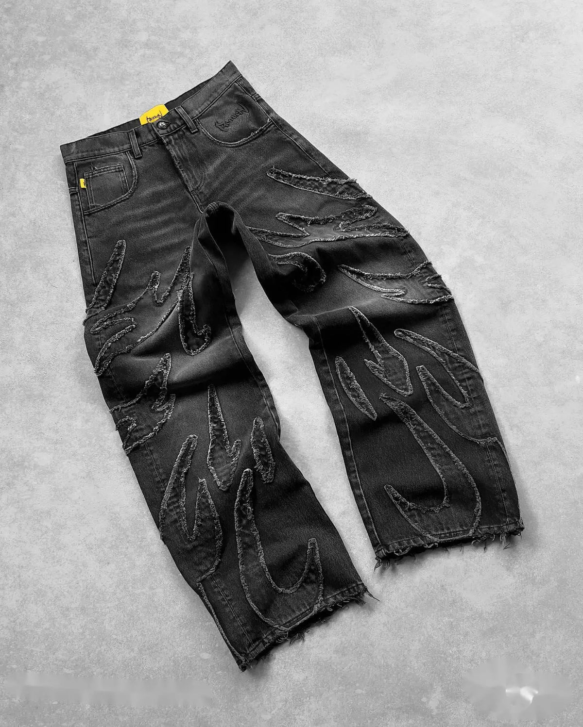 Raw Edge Patchwork Baggy Jeans – Unisex Y2K Hip Hop Streetwear