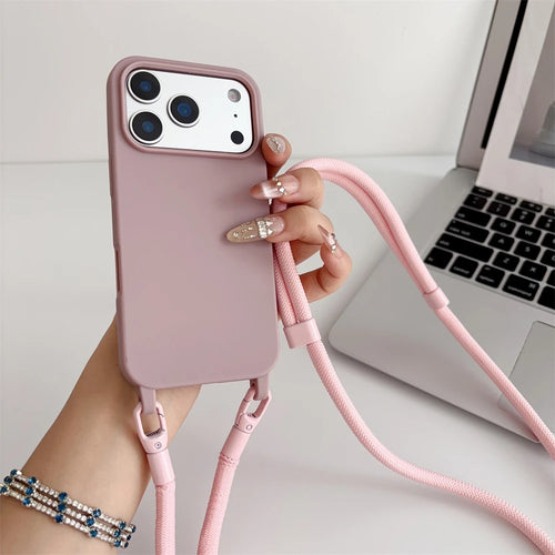 Crossbody Lanyard Silicone iPhone Case with Neck Cord Strap