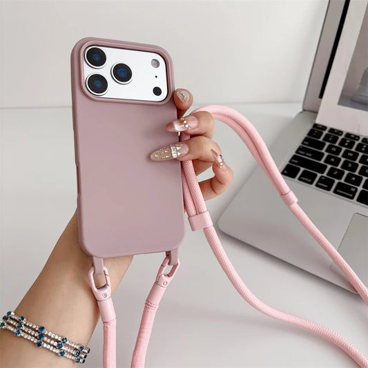 Crossbody Lanyard Silicone iPhone Case with Neck Cord Strap