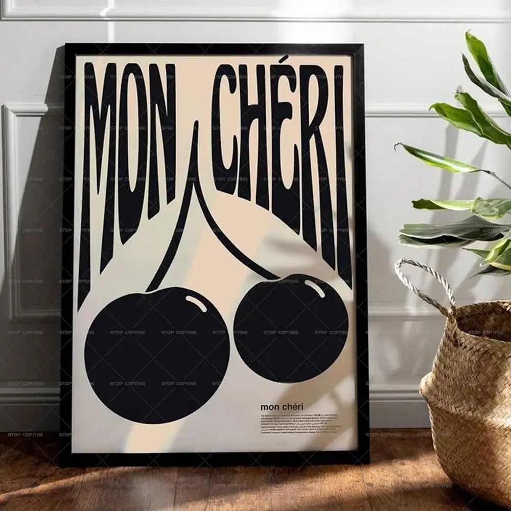 Mon Cheri Wall Art Print – Retro French Cherry Poster