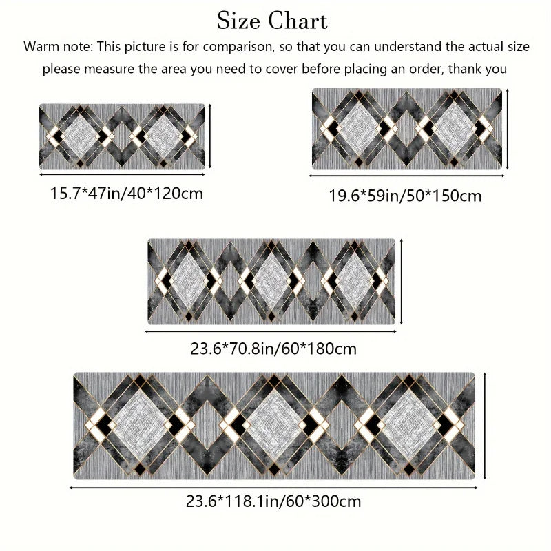 Vikama Non-Slip Luxury Geometric Runner Rug Soft Plush Long Area Rug Gold Lines Floor Mat Hallway