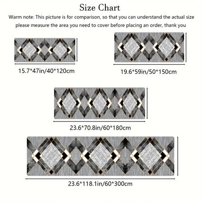 Vikama Non-Slip Luxury Geometric Runner Rug Soft Plush Long Area Rug Gold Lines Floor Mat Hallway