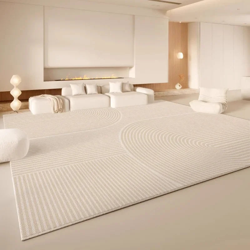 Minimalist Cream Area Rug – Soft Non-Slip Living Room Carpet