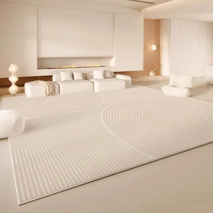 Minimalist Cream Area Rug – Soft Non-Slip Living Room Carpet