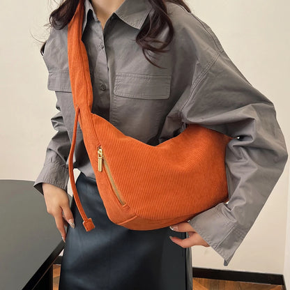 Corduroy Drawstring Cloud Dumpling Shoulder Bag