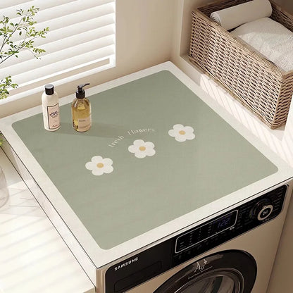Washing Machine Top Cover Mat – Absorbent Non-Slip Cute Cartoon Pad