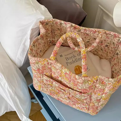 Floral Quilted Tote Bag for Women – Retro Patchwork Handbag