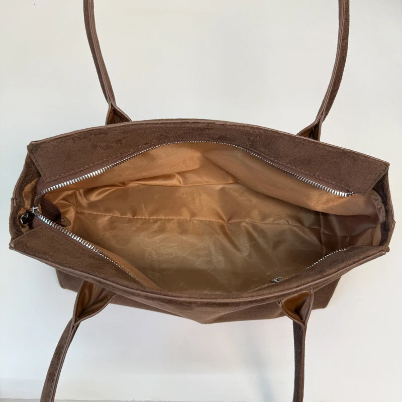 Women Faux Suede Shoulder Bag Retro Small Underarm Bags