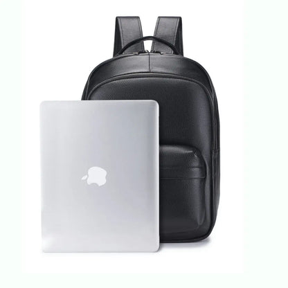 Genuine Leather Men's Backpack – Black Business & School Bag