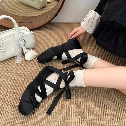 Butterfly Bow Ballet Flats – Women's Cross-Strap Mary Jane Shoes