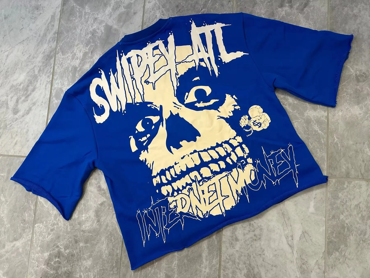 Gothic Skull Graphic T-Shirt Men's Oversized Cotton Tee
