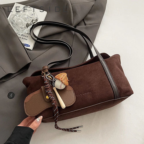 Women Small Faux Suede Shoulder Bag