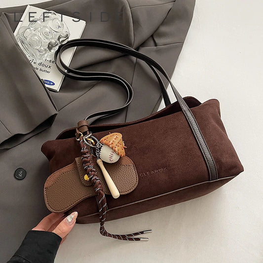 Women Small Faux Suede Shoulder Bag