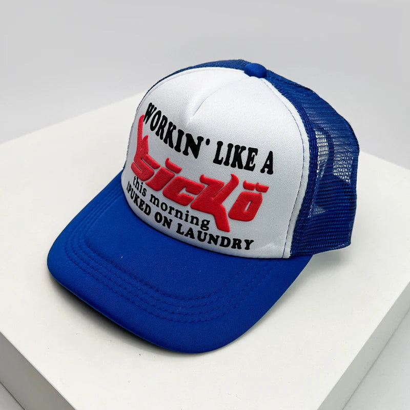 Graphic Print Mesh Trucker Hat Breathable Baseball Cap