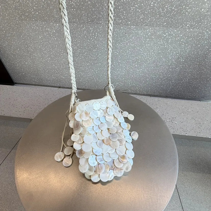 Luxury Sequin Evening Bag – Handmade Woven Hobo Tote Handbag