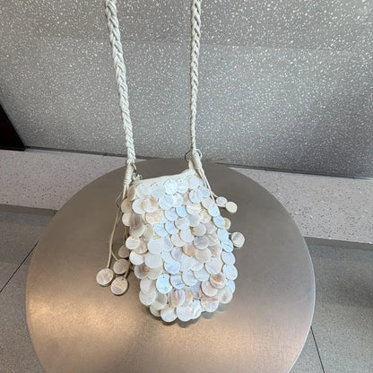 Luxury Sequin Evening Bag – Handmade Woven Hobo Tote Handbag