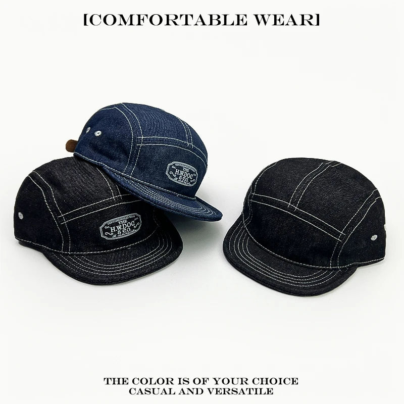 5-Panel Flat Brim Cap – Retro Hip-Hop Street Style Hat for Men & Women