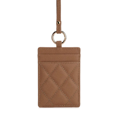 Leather ID Badge Card Holder Lanyard for Women