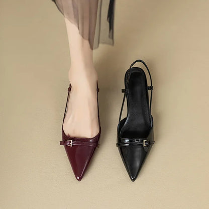 Pointed Toe Slingback Heels – Women's Patent Leather Sandals