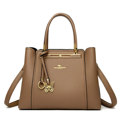 Luxury Leather Handbag for Women – 3-Layer Shoulder Crossbody Bag