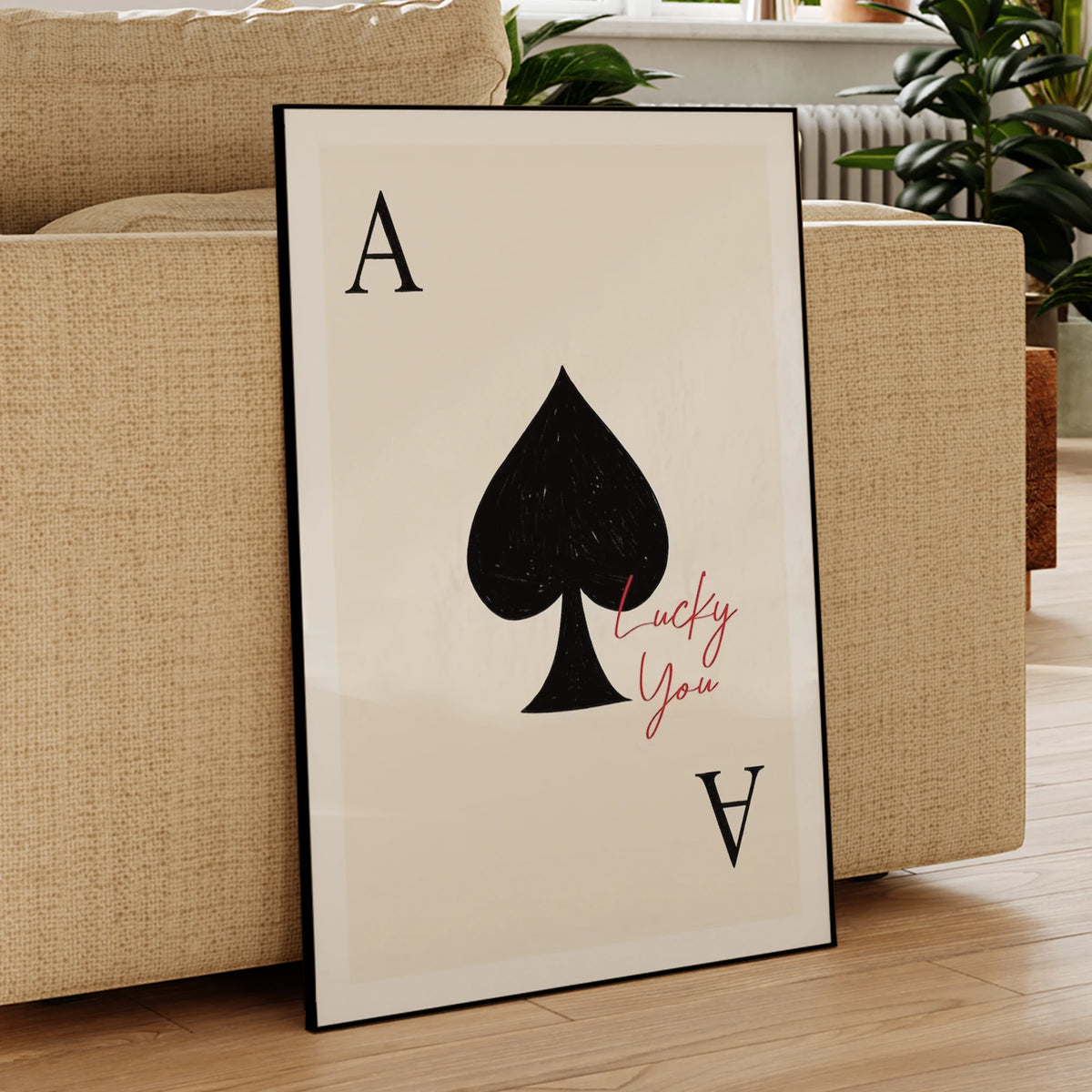 Lucky You Ace of Spades Wall Art Print – Playing Card Poster