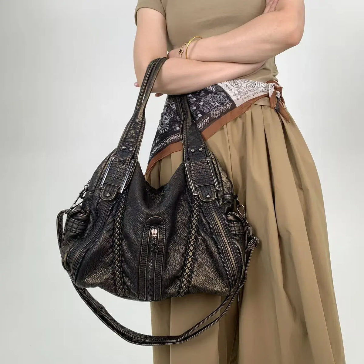 Y2K Multi-Pocket Tote Bag – Large Punk Shoulder Bag